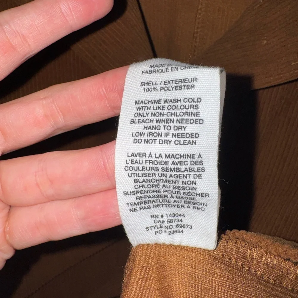 Avec Les Filles Brown Corduroy Cropped Jacket Button Front Size Large - Picture 5 of 5